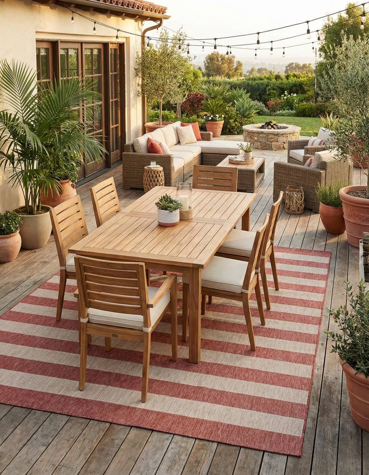 Detail image of 10' x 14' Easy-Clean Ribbon Indoor / Outdoor Rug