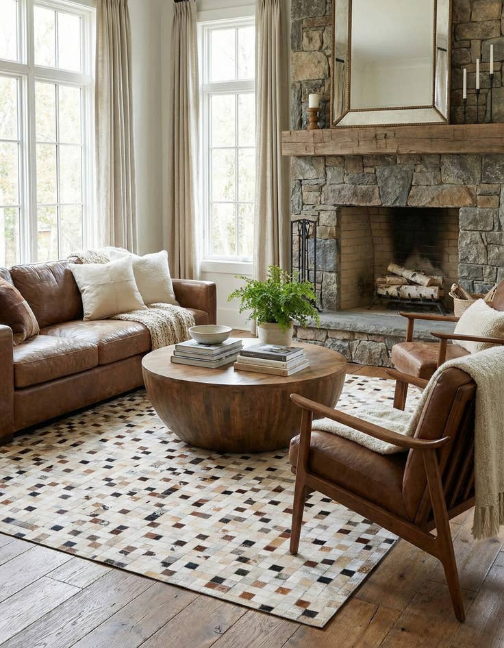 Detail image of 5' x 8' Cowhide Stocks Rug