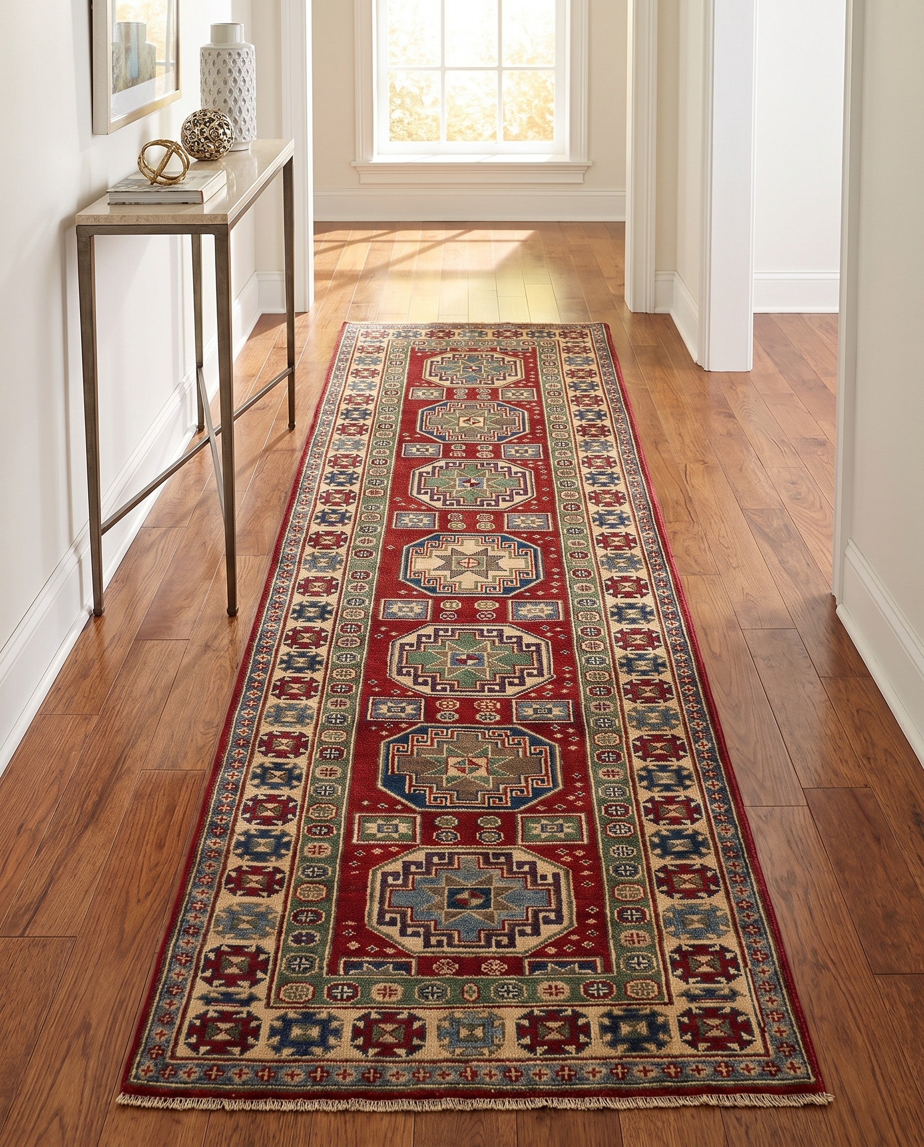 85cm x 290cm Hand Knotted Kazak Runner Rug