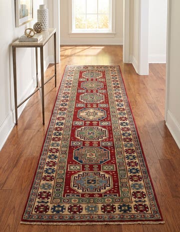 85cm x 290cm anudado a mano Kazak Alfombra Pasillera