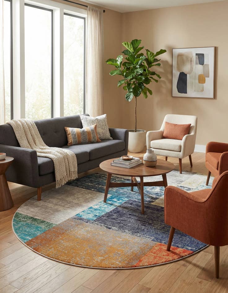 Detail image of  7' 10 x 10'  Washable Vivid Oval Rug