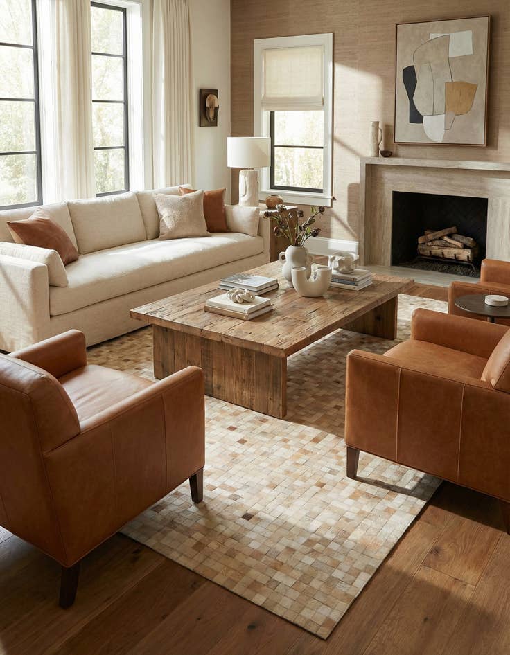 Detail image of 8' 2 x 9' 10 Cowhide - Patchwork Rug