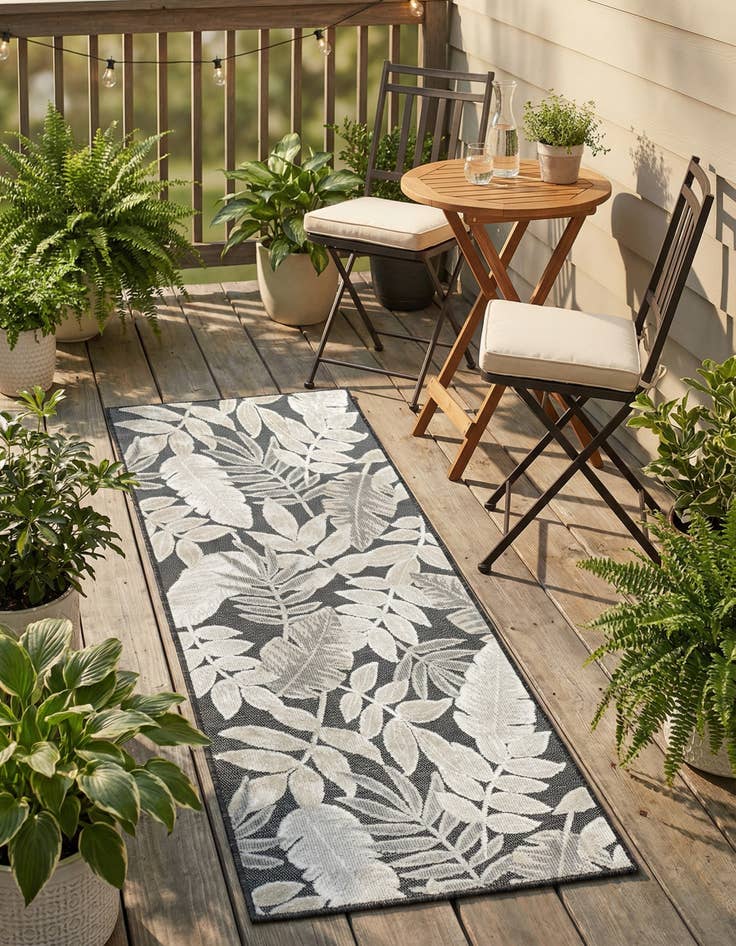 Detail image of 2' 2 x 6' Easy-Clean Botanical Indoor / Outdoor Runner Rug