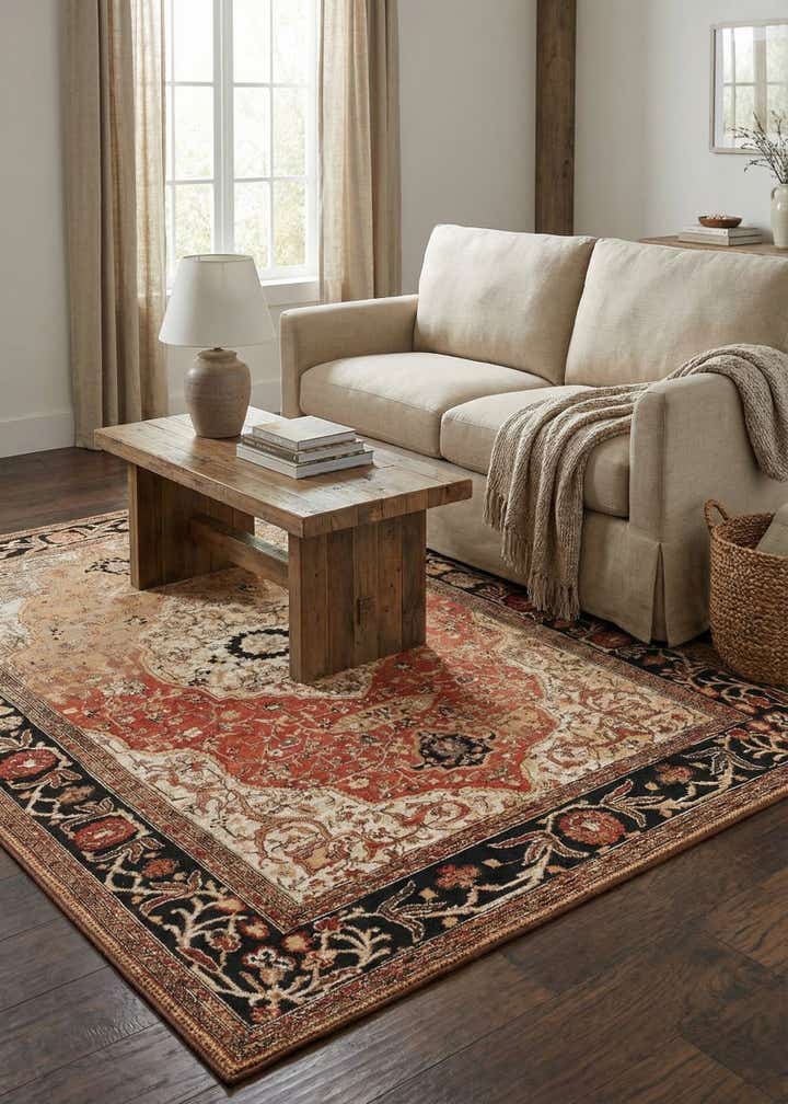6' x 9' Easy-Clean Traditional Indoor / Outdoor Rug
