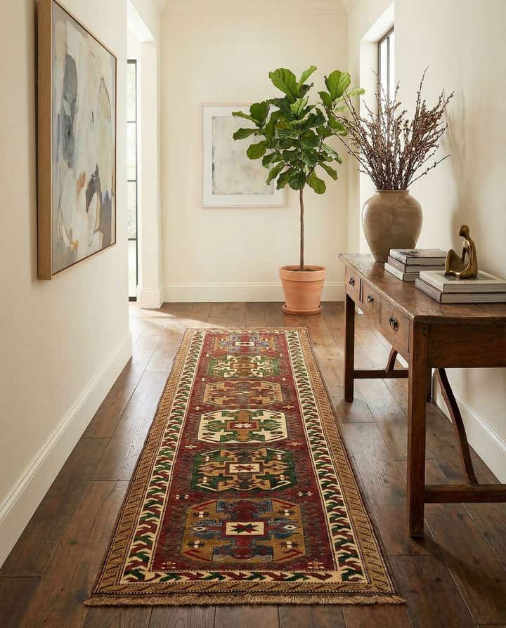 3' x 9' 9 Hand Knotted Kazak Wool Runner Rug