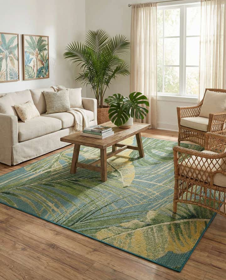 7' 10 x 10' Easy-Clean Botanical Indoor / Outdoor Rug