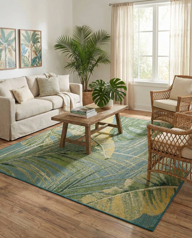 Detail image of 7' 10 x 10' Easy-Clean Botanical Indoor / Outdoor Rug