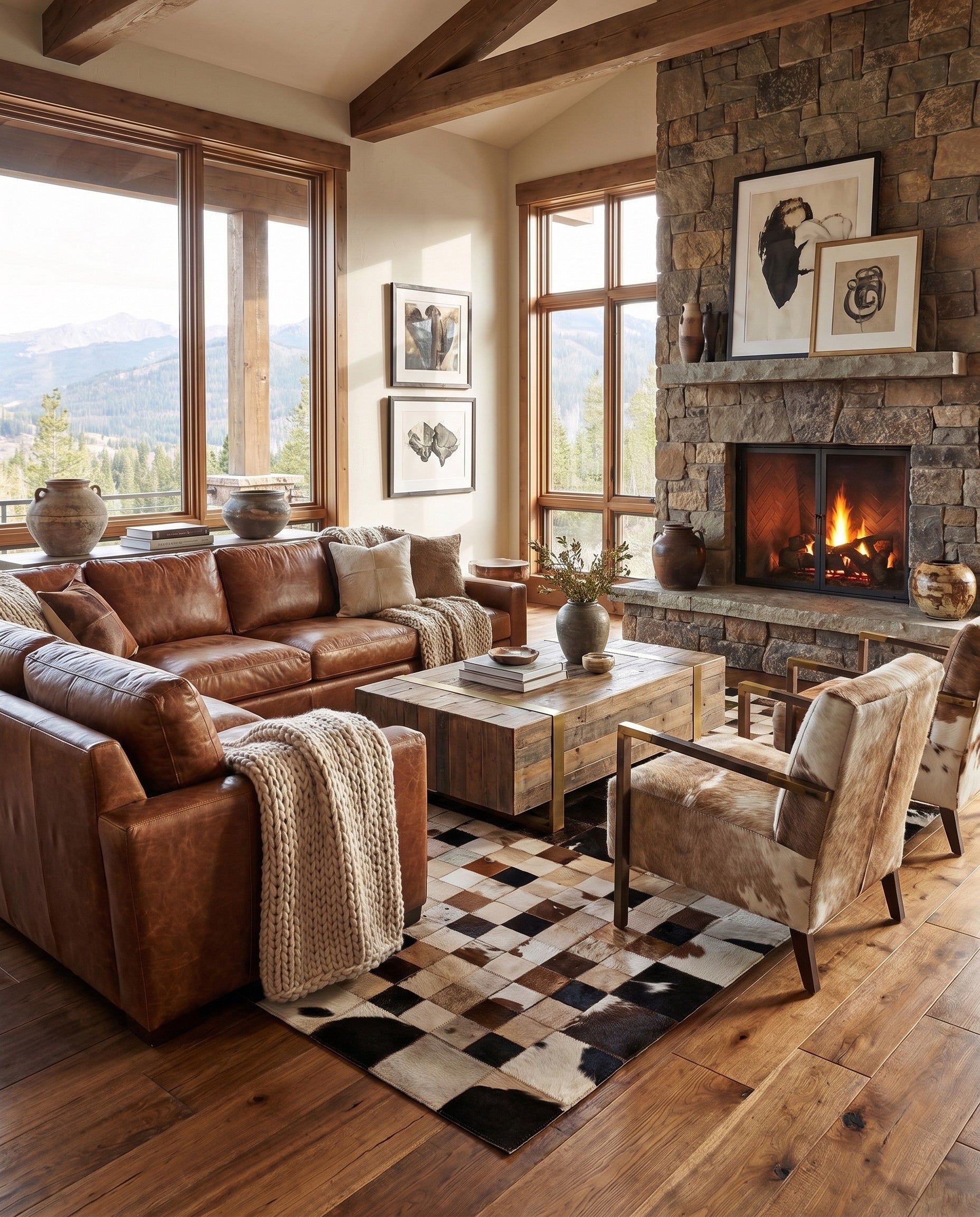 5' x 8' Cowhide Leather Rug