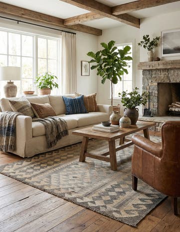 4' 3 x 6' Hand Woven Kilim Maymana Wool Rug