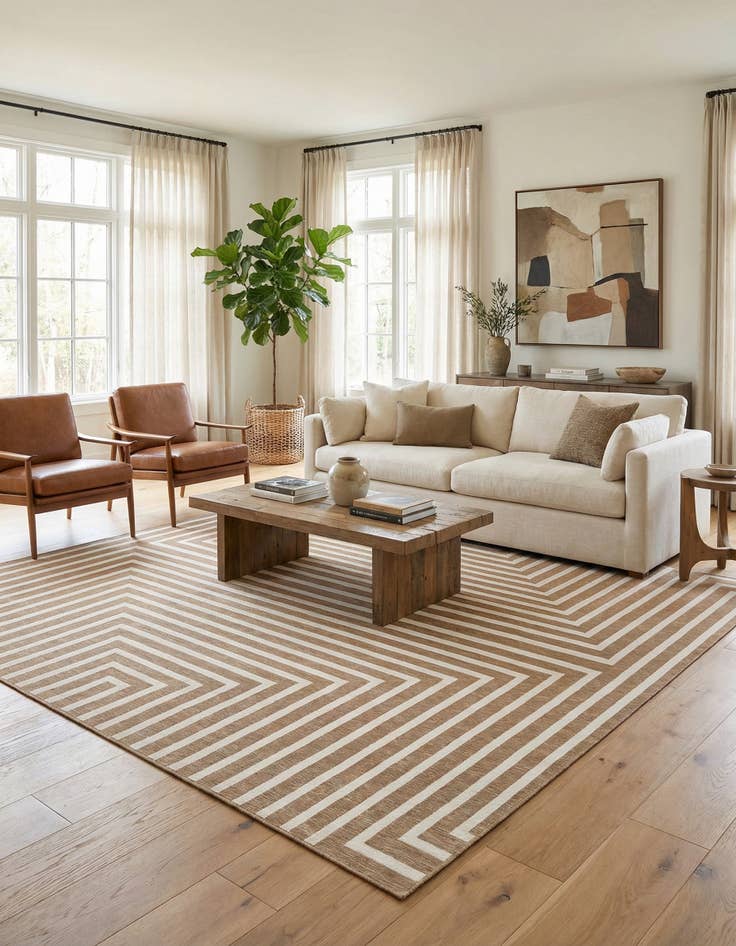 Detail image of 12' x 12' Easy-Clean Modern Indoor / Outdoor Square Rug