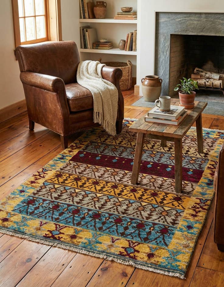 Detail image of  4' 2 x 6' 3  Hand Knotted Balouch Wool Rug