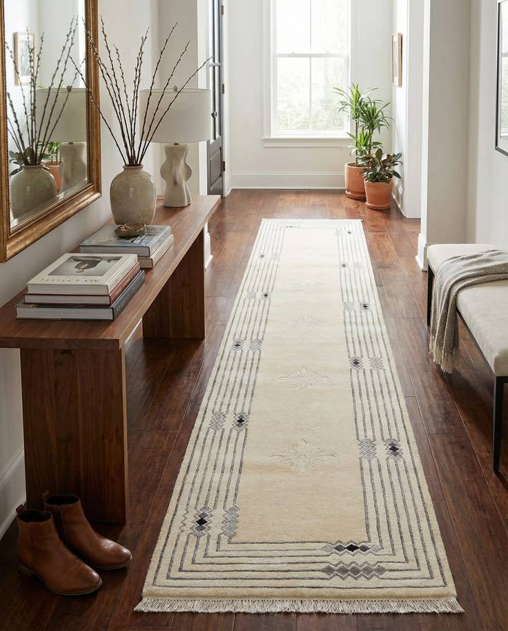 Detail image of 2' 7 x 12' 10 Hand Knotted Darya Wool Runner Rug