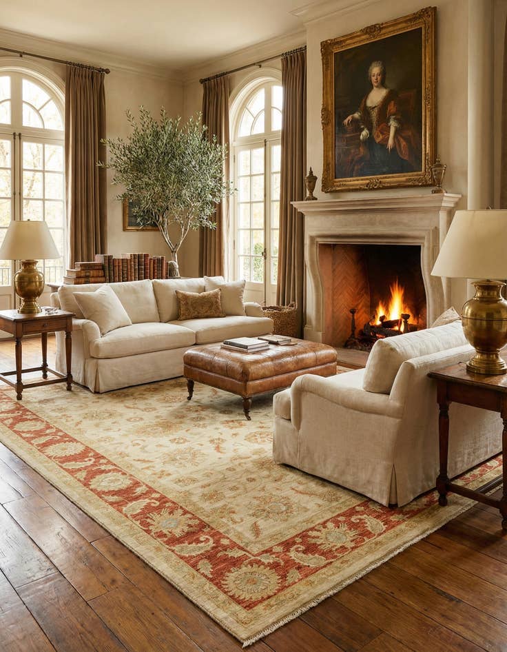 Detail image of  6' 8 x 9' 8  Hand Knotted Peshawar Ziegler Rug