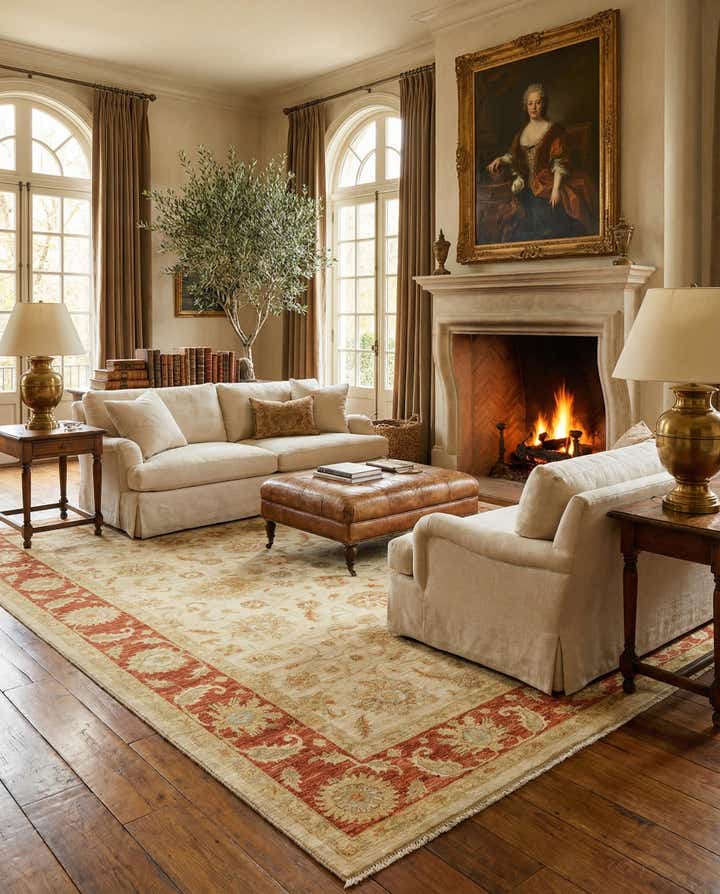 6' 8 x 9' 8 Hand Knotted Peshawar Ziegler Rug
