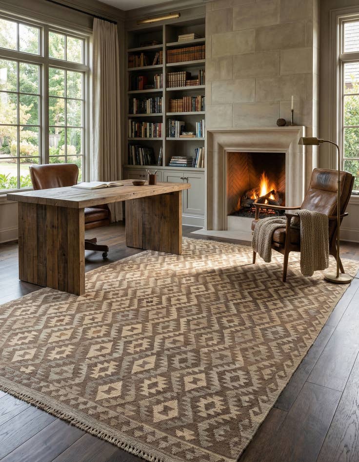 Detail image of  6' 10 x 10' 1  Hand Woven Kilim Maymana Wool Rug