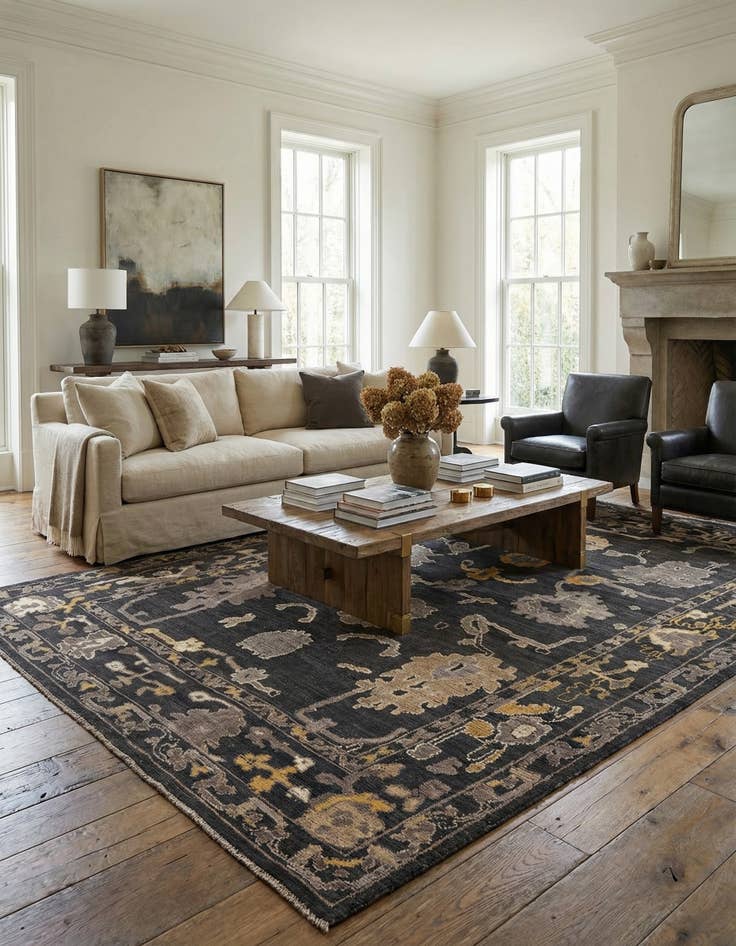 Detail image of 10' 2 x 14' 2  Hand Knotted Oushak Wool Rug