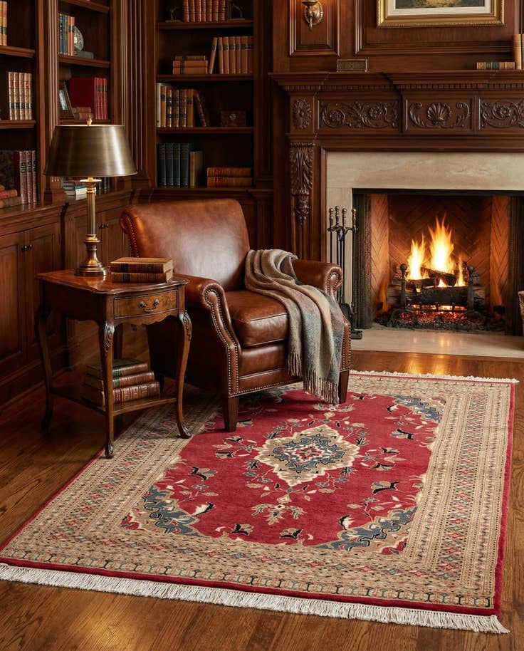 Detail image of 4' 4 x 5' 10 Hand Knotted Bokhara Oriental Rug