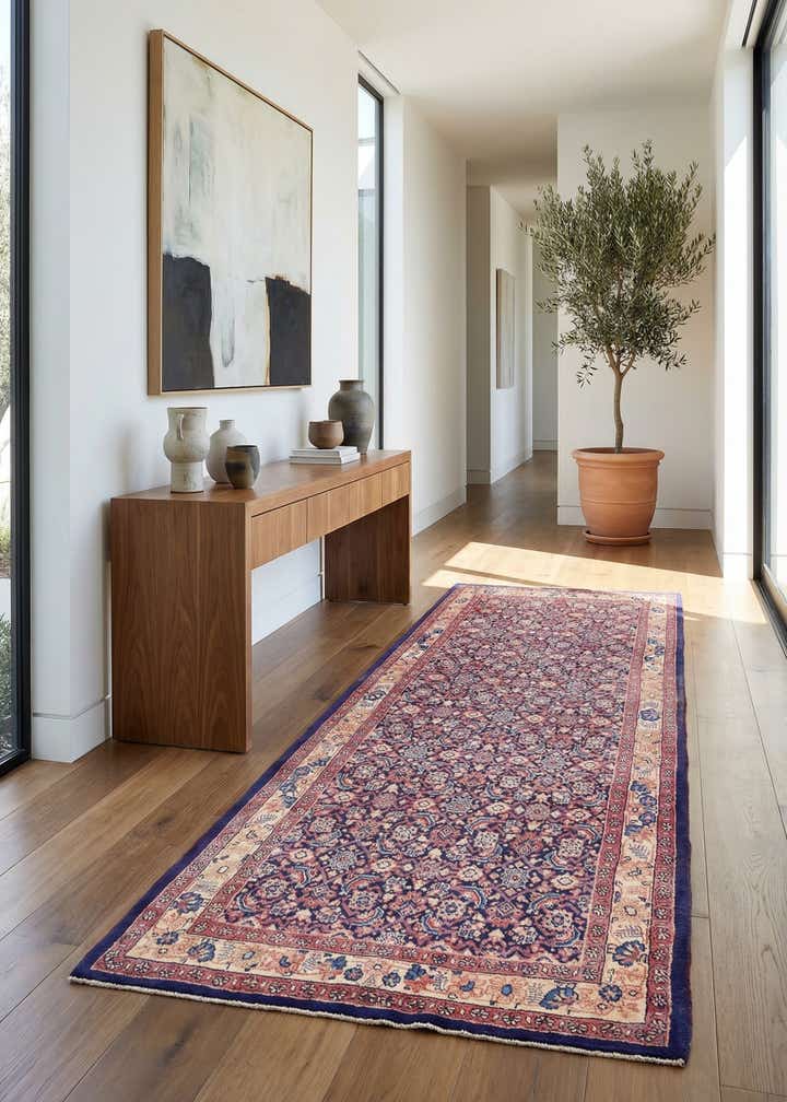 4' 5 x 10' 5 Hand Knotted Farahan Persian Wool Runner Rug