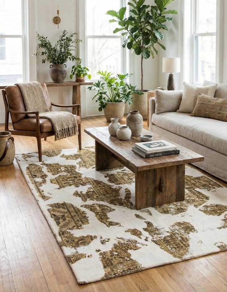 Detail image of 4' 8 x 7' 4  Hand Knotted Ultra Vintage Persian Wool Rug