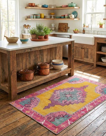 Yellow Washable Timeless Rug