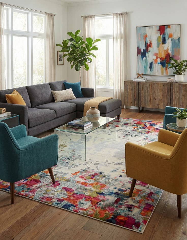 Detail image of 10' 6 x 16' 5  Washable Spectrum Rug