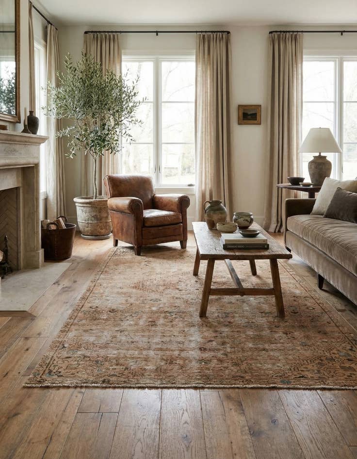 Detail image of 4' 7 x 8' 8  Hand Knotted Ultra Vintage Persian Wool Rug