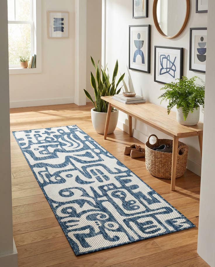 Detail image of 2' x 6' Easy-Clean Modern Indoor / Outdoor Runner Rug
