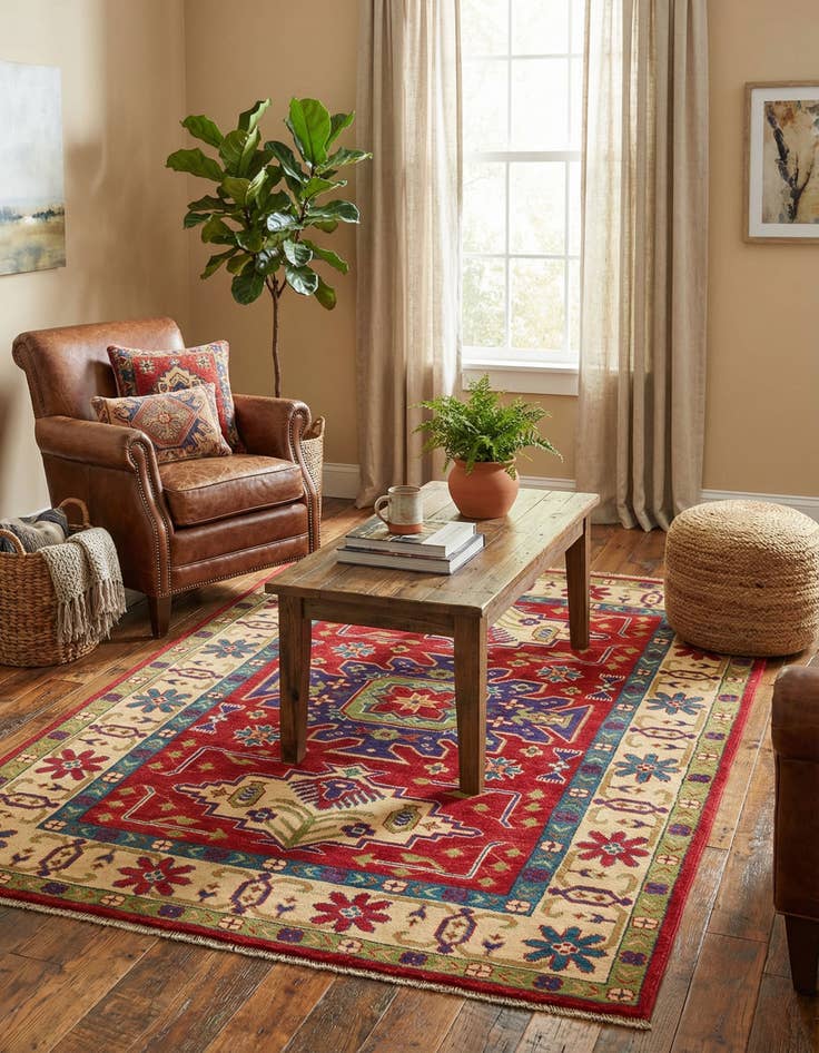 Detail image of 3' 10 x 5' 10  Hand Knotted Kazak Rug