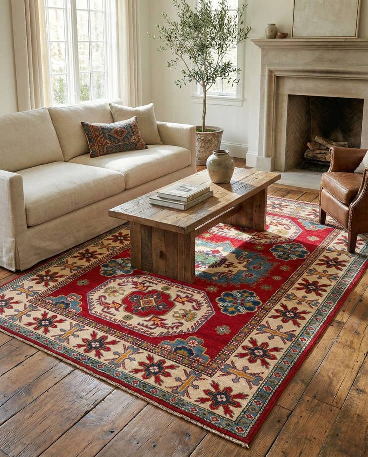 Detail image of 4' 10 x 6' 8 Hand Knotted Kazak Rug
