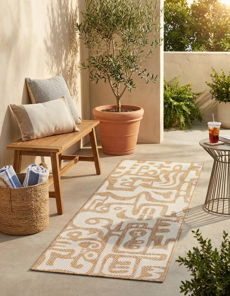 Detail image of 2' x 6'  Washable Modern Indoor / Outdoor Runner Rug