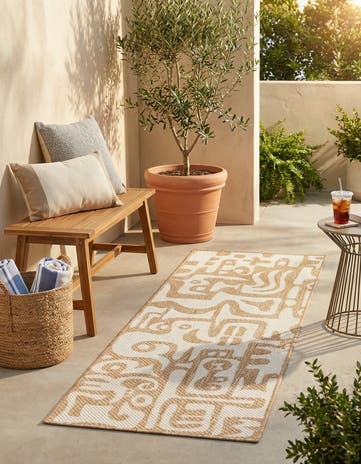 Taupe Easy-Clean Modern Indoor / Outdoor Runner Rug