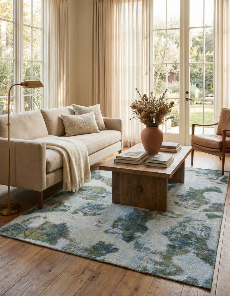 Detail image of  4' x 5'  Hand Knotted Ultra Vintage Persian Wool Square Rug