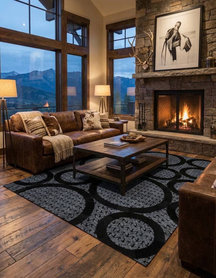 Detail image of  5' 1 x 8' Cowhide - Patchwork Rug