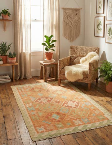 3' 3 x 5' Hand Woven Kilim Waziri Wool Rug