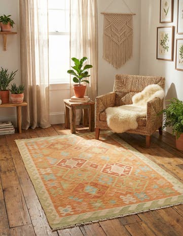 3' 3 x 5' Hand Woven Kilim Waziri Wool Rug