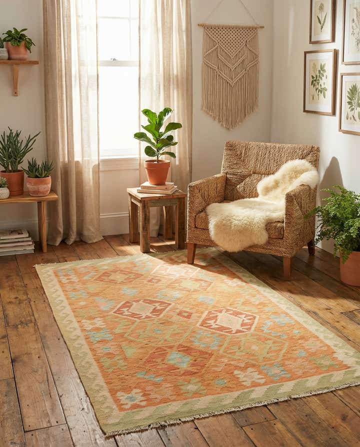 3' 3 x 5' Hand Woven Kilim Waziri Wool Rug