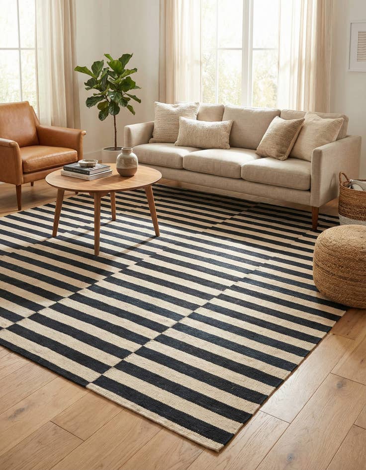 Detail image of 4' 1 x 5' 9  Hand Woven Kilim Modern Wool Rug