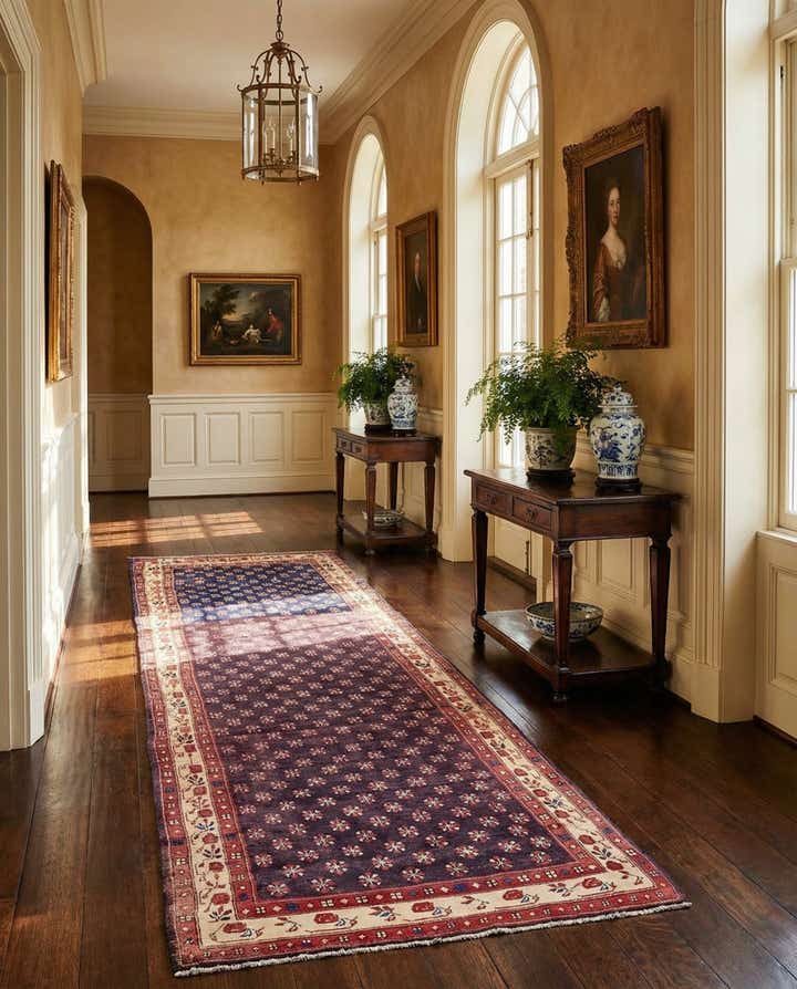 110cm x 340cm Hand Knotted Farahan Persian Wool Runner Rug