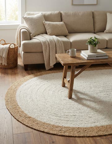 White Handmade Braided Jute Oval Rug