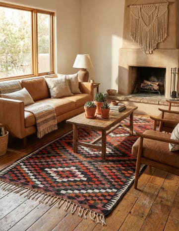4' 7 x 8' 10 Hand Woven Kilim Fars Wool Rug