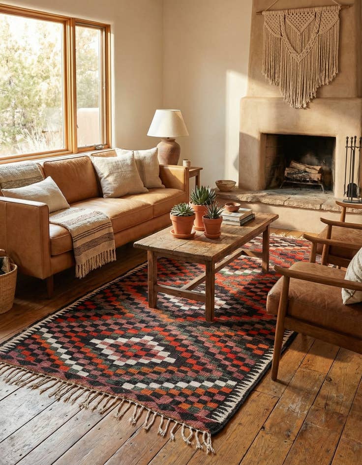 Detail image of 4' 7 x 8' 10  Hand Woven Kilim Fars Wool Rug