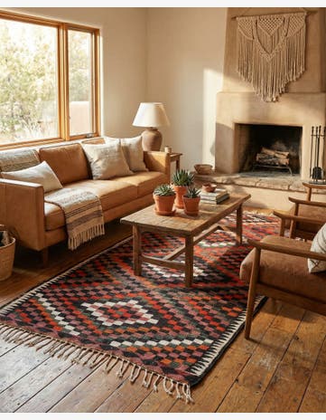 4' 7 x 8' 10 Hand Woven Kilim Fars Wool Rug