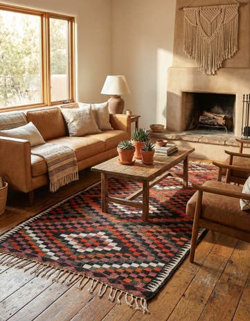 4' 7 x 8' 10 Hand Woven Kilim Fars Wool Rug