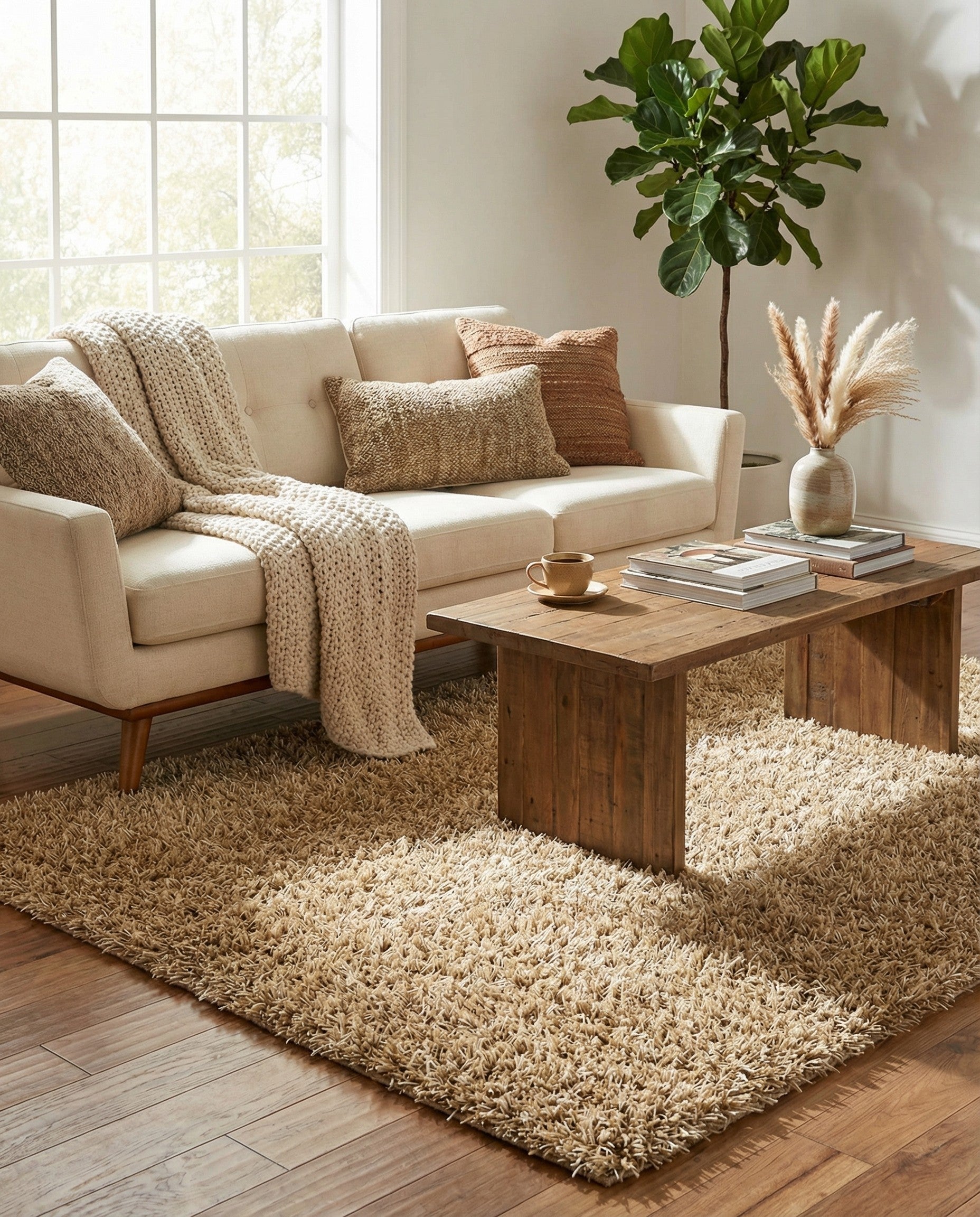  2' 5 x 4' 10  Hand Knotted Solid Shag Oriental Rug