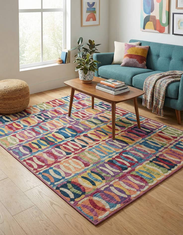 Detail image of 4' x 6' Easy-Clean Modern Indoor / Outdoor Rug