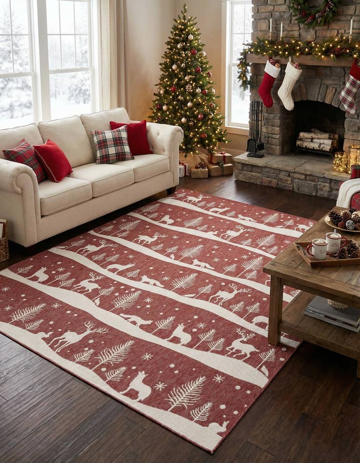 Detail image of 9' x 12'  Washable Holiday Indoor / Outdoor Rug