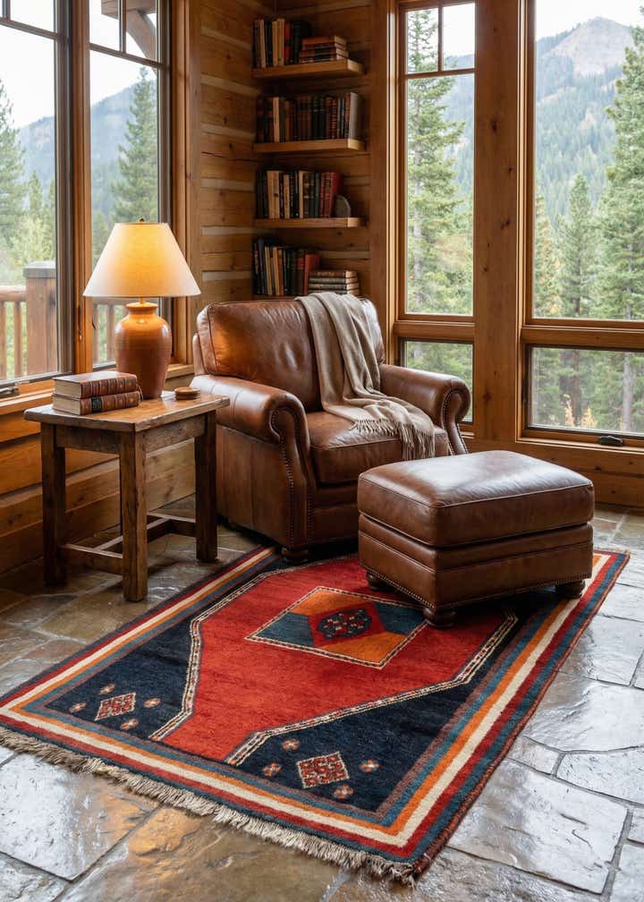 3' 7 x 5' 5 Gabbeh Wool Rug