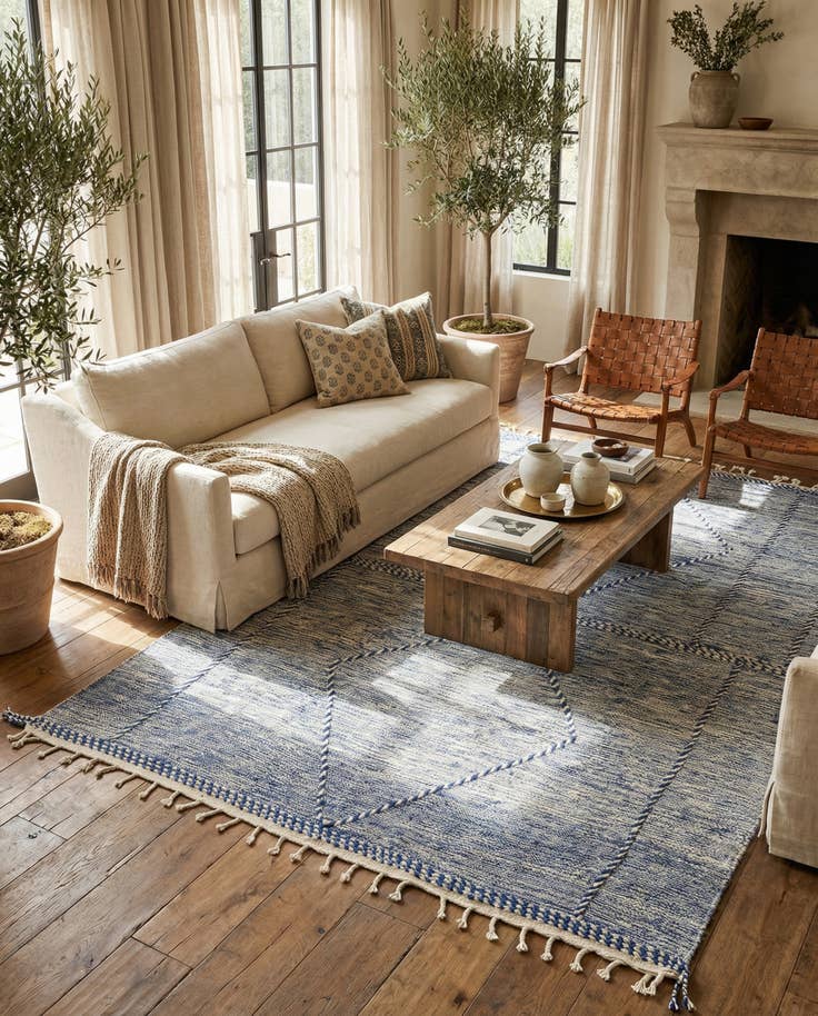 Detail image of 6' 7 x 9' 7 Hand Knotted Moroccan Wool Rug