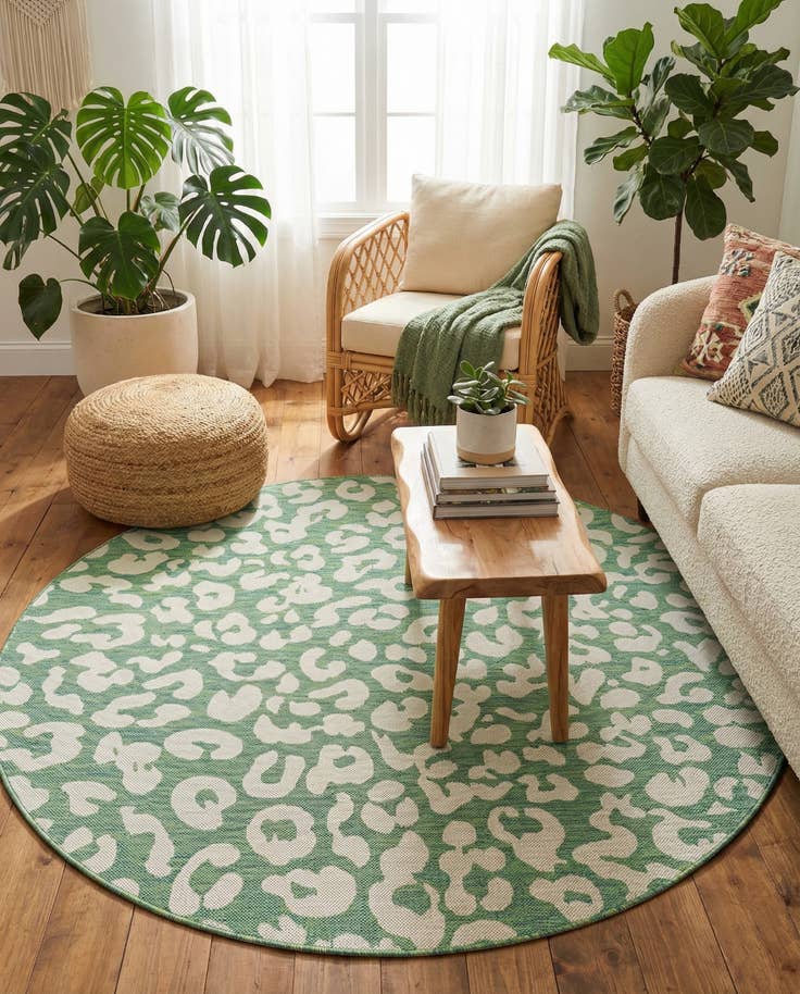 Detail image of 6' x 6' Easy-Clean Safari Indoor / Outdoor Round Rug