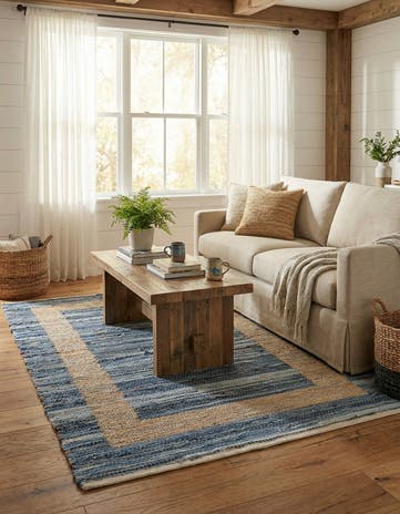4' 1 x 6' 1 Hand Woven Chindi Jute Rug